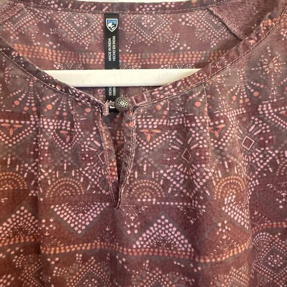 Kuhl Top Womens Size Large Flora 3/4 Shirt in Hyacinth Geometric Bohemian Tunic - Picture 5 of 14